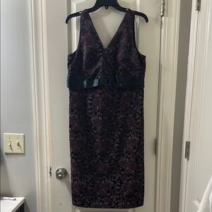 Karen Kane Blue Sheath Midi Dress V-Neck Sleeveless